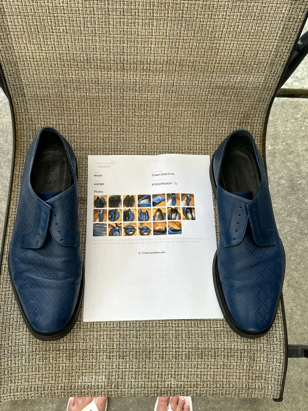 Gucci Derby Lace- Up Men’s Blue Leather Dress Shoes with COA.